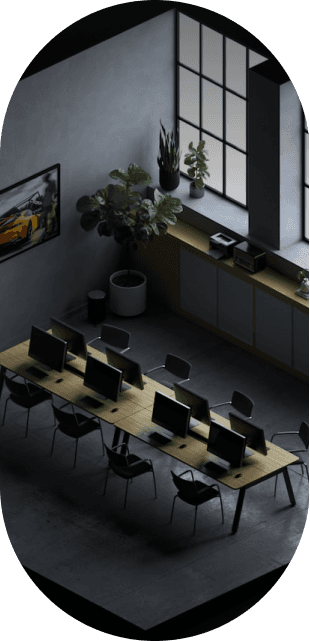 An isometric view of the Borders & Gates workspace.